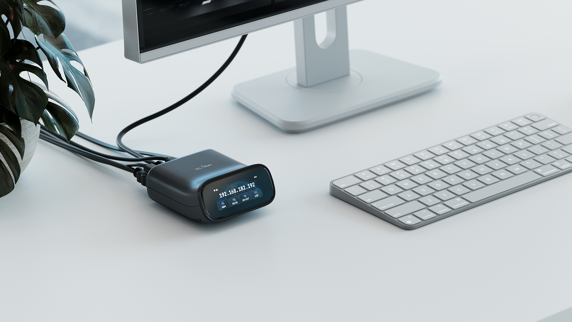 Comet Pro (GL-RM10) on desk attached to computer